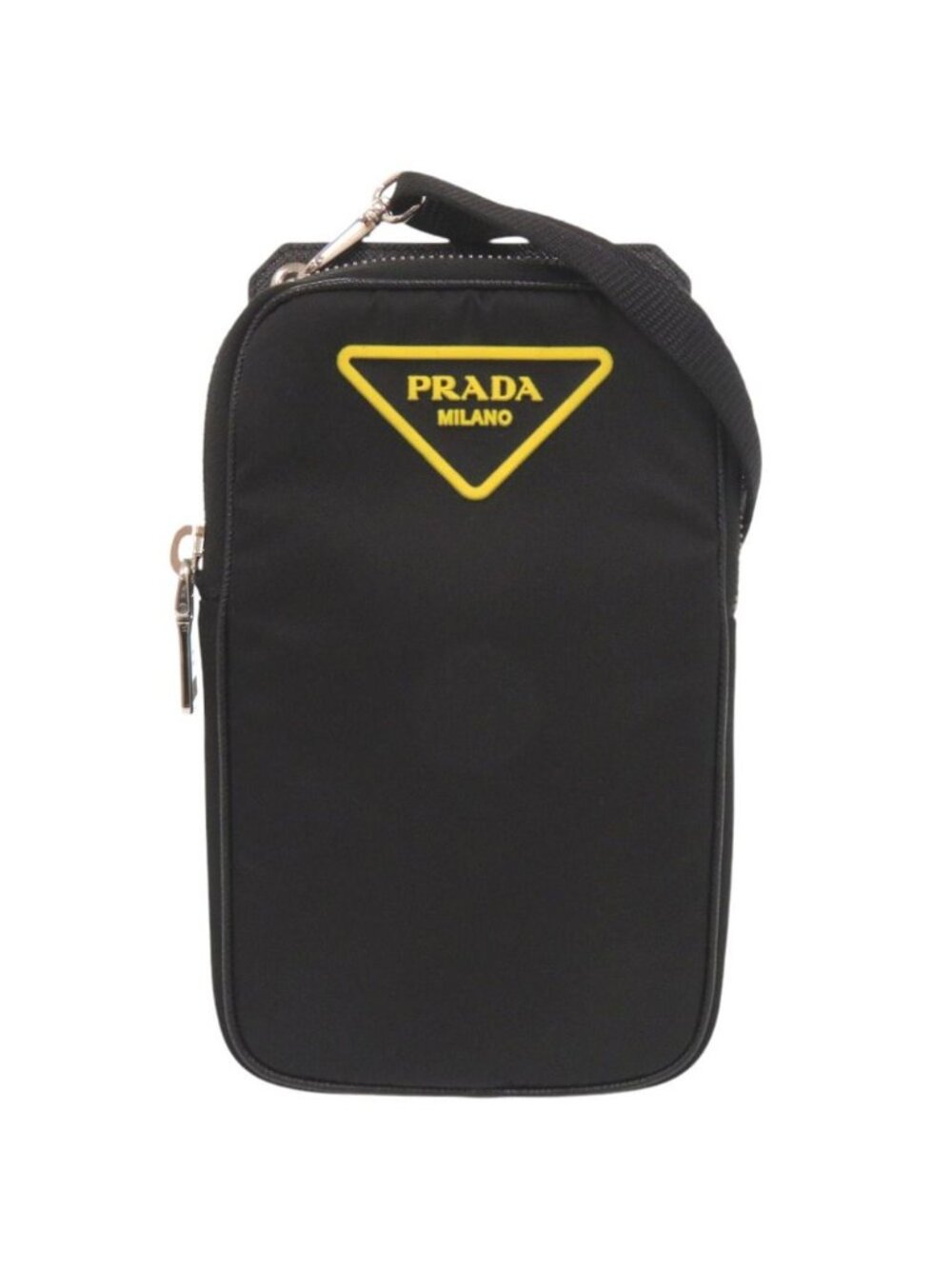 Prada Triangle Nylon Leather Black Phone Case Shoulder Pouch